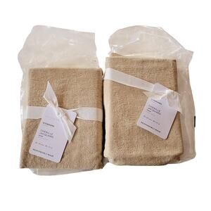 Pottery Barn Jacquard Cotton Chenille Standard Sham Set Straw Beige New